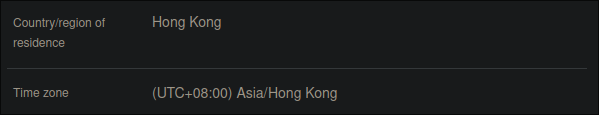 My account is now Hong Kong!
